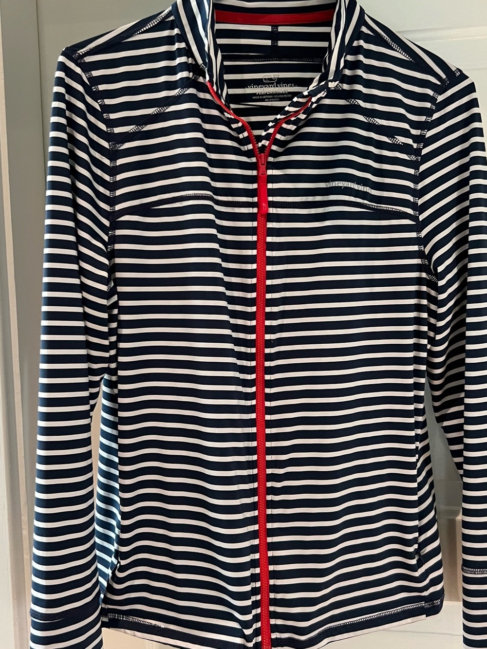 Vineyard Vines Navy, White Striped Performance Top